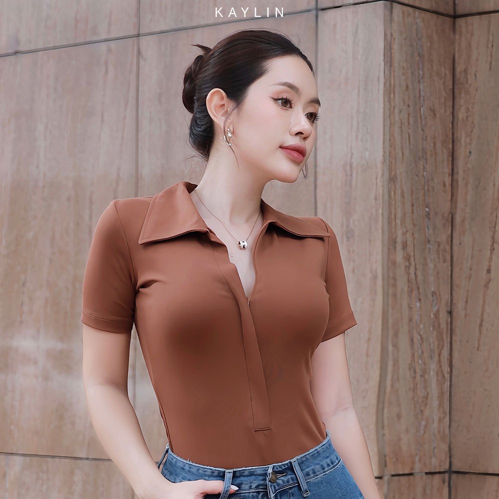 Ảnh Áo thun KAYLIN form polo phối khóa kéo chất vải thun co giản phong cách thanh lịch thời trang - N2220 4