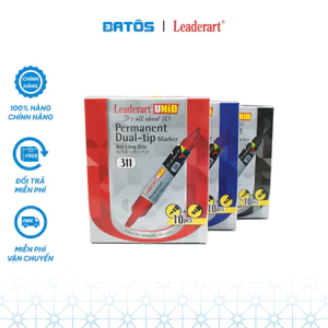 Hộp 10 bút lông dầu 2 đầu lớn Leaderart UNID LA311, chịu nước , hóa chất.