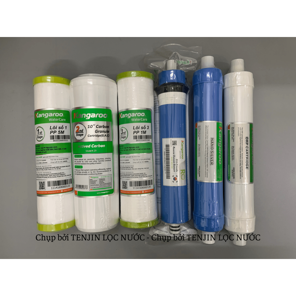 Combo 6 Lõi Lọc Kangaroo gồm 123 RO50GPD Nano Silver ORP Dùng Cho Máy Lọc Nước RO Chính Hãng