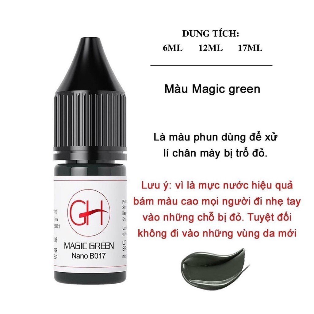 Mực GH Chuyên Kỹ Thuật HairStrokes Tạo Sợi Bằng Máy Kèm Phun Rải Hạt Chân Mày Chai Full 12ml