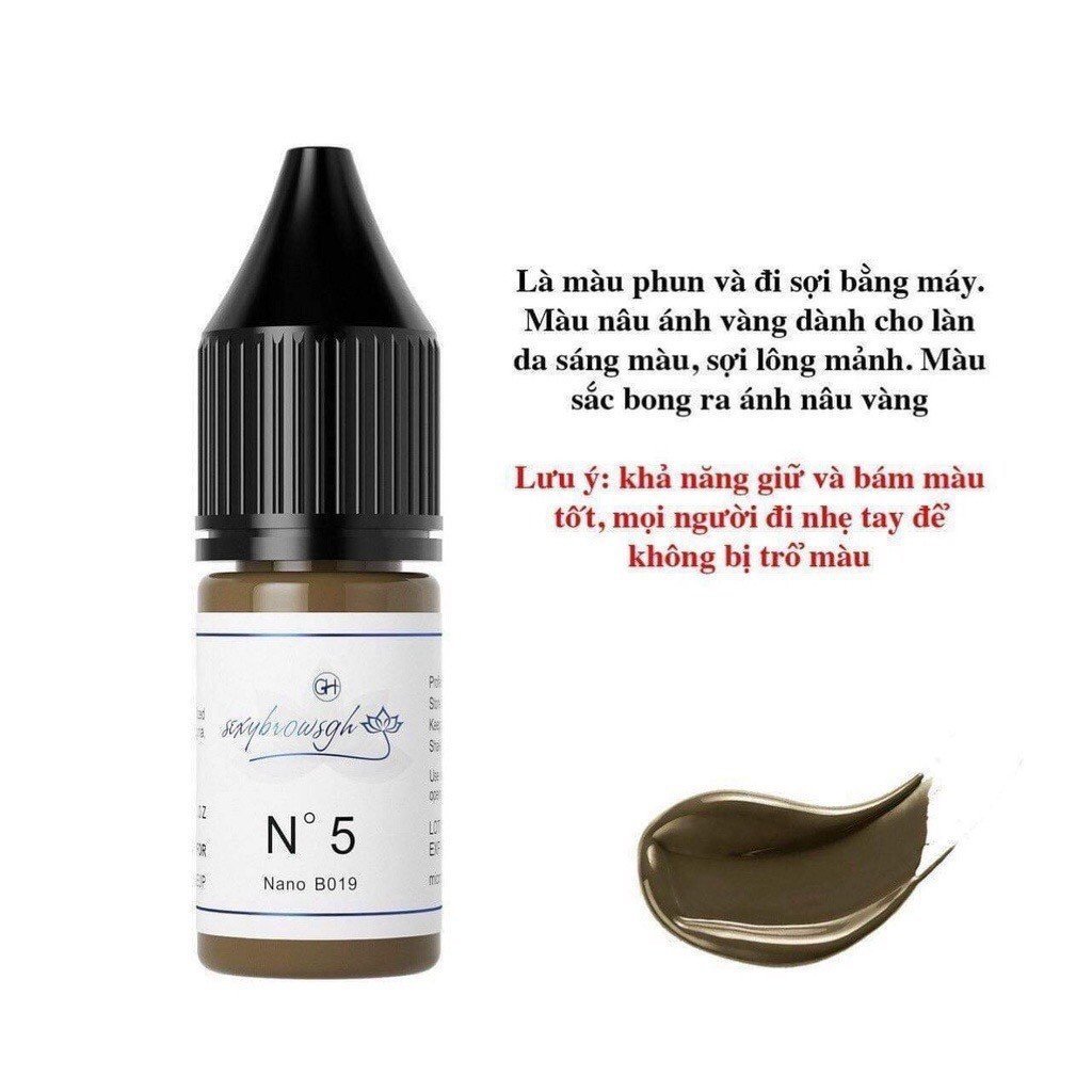 Mực GH Chuyên Kỹ Thuật HairStrokes Tạo Sợi Bằng Máy Kèm Phun Rải Hạt Chân Mày Chai Full 12ml