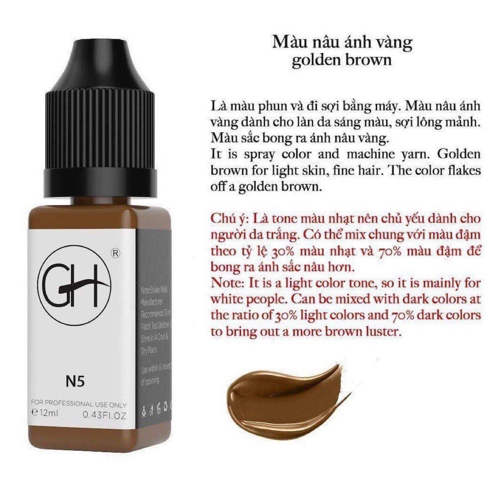 Mực GH - Chai Vuông Chuyên Haistroke, Phun Mày Rải Hạt