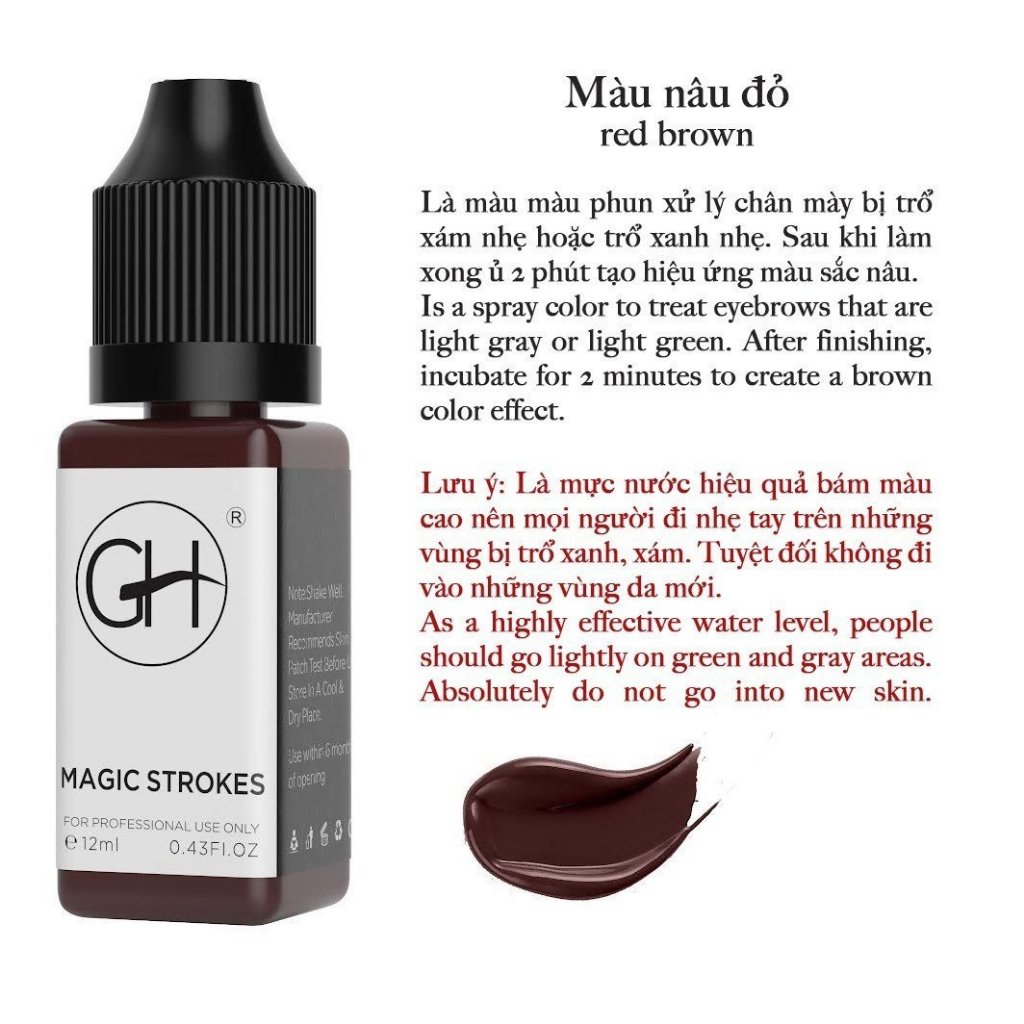 Mực GH - Chai Vuông Chuyên Haistroke, Phun Mày Rải Hạt