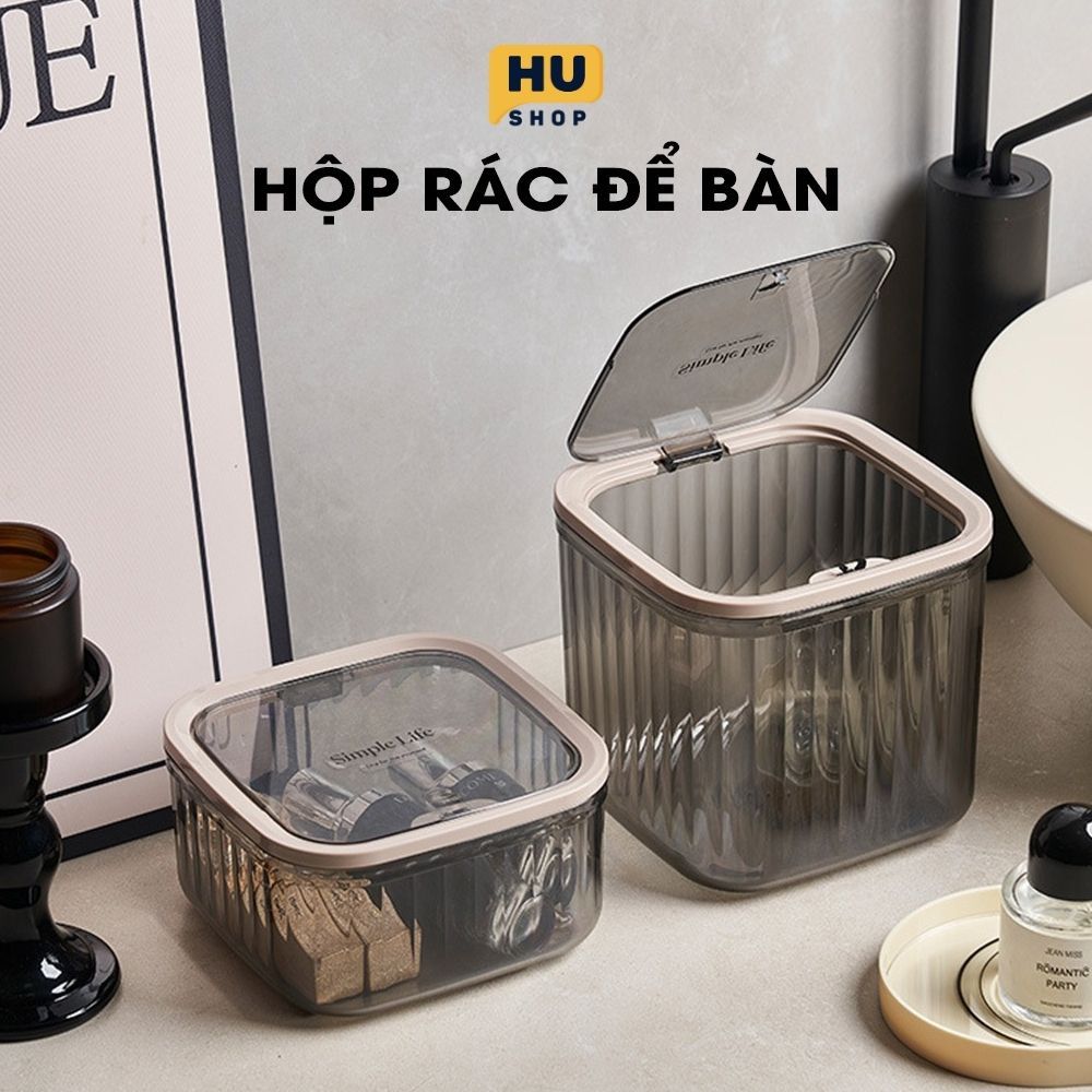Thùng đựng rác mini trong suốt Hushop đơn giản sang trọng đa năng cắm ...