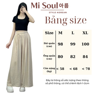 Quần Ống Rộng Đũi Bản Eo Dây Buộc Cạp Chun Sau Bigsize Misoul, Quần Đũi Xuông Siêu Mát Dáng Rộng Giả Váy 287