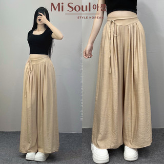 Quần Ống Rộng Đũi Bản Eo Dây Buộc Cạp Chun Sau Bigsize Misoul, Quần Đũi Xuông Siêu Mát Dáng Rộng Giả Váy 287