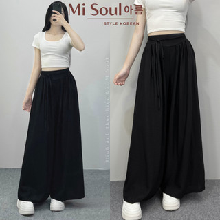 Quần Ống Rộng Đũi Bản Eo Dây Buộc Cạp Chun Sau Bigsize Misoul, Quần Đũi Xuông Siêu Mát Dáng Rộng Giả Váy 287