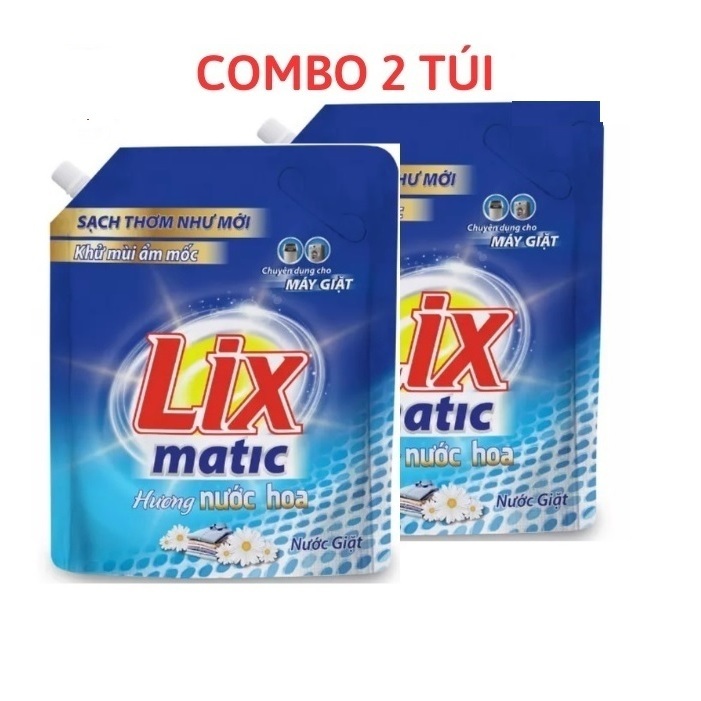 Ảnh Combo 2 túi nước giặt Lix Matic hương nước hoa 3.2kg giặt tẩy mọi vết bẩn cứng đầu cho máy giặt cửa trước 2C-NGM04 3