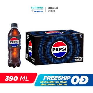 [SALE 15.7] Thùng 24 Chai Nước Ngọt Giải Khát Có Gaz Pepsi Không Calo, Không Đường (390ml /chai)