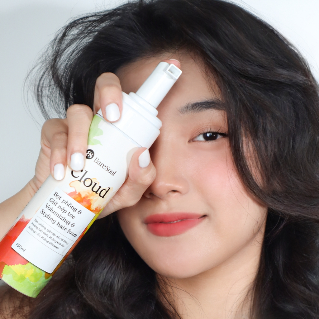 Ảnh Livestream Bọt xịt phồng và giữ nếp tóc 18 tiếng BareSoul Cloud Styling Hair Foam 150ml 4