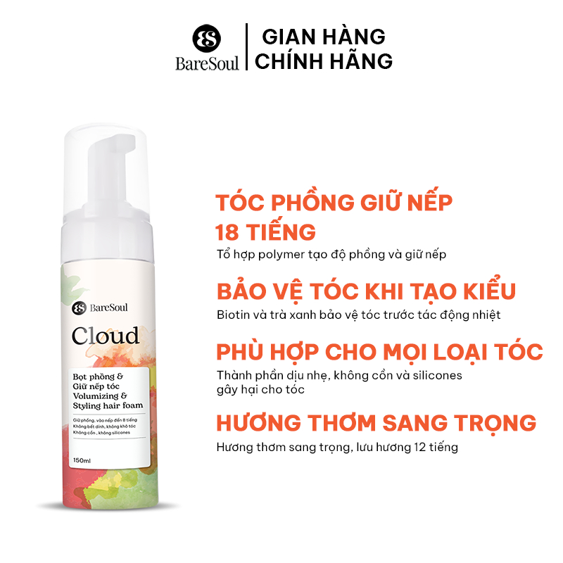 Ảnh Livestream Bọt xịt phồng và giữ nếp tóc 18 tiếng BareSoul Cloud Styling Hair Foam 150ml 1