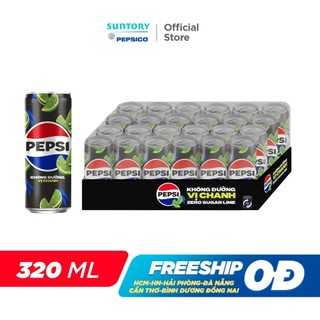 [HỎA TỐC] Thùng 24 Lon Nước Uống Có Gaz Pepsi Vị Chanh Không Calo, Không Đường (320ml/lon)