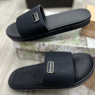 Dép nam quai ngang chất Liệu da xít chống thấm nước , bề mặt nhám , đế cao su 2 lớp dập chữ FASHION