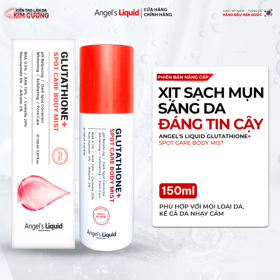 angel's liquid glutathione centella calming body mist Võ Hà Linh x Liquid] Xịt Lưng Angel's Spot Care (150ml) cream for radiant skin
