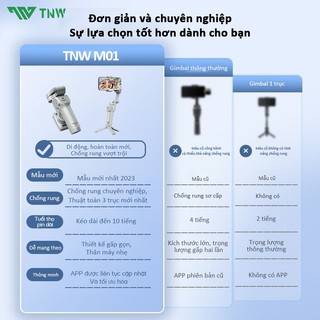 TNW M01 Gimbal chống rung điện thoại gọn nhẹ theo dõi khuôn mặt,Gimbal chống rung điện thoại 3 trục