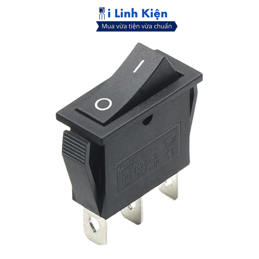 Công tắc bập bênh 2 chế độ 3 chân KCD3 250V 16A màu đen chính hãng ilinhkien.