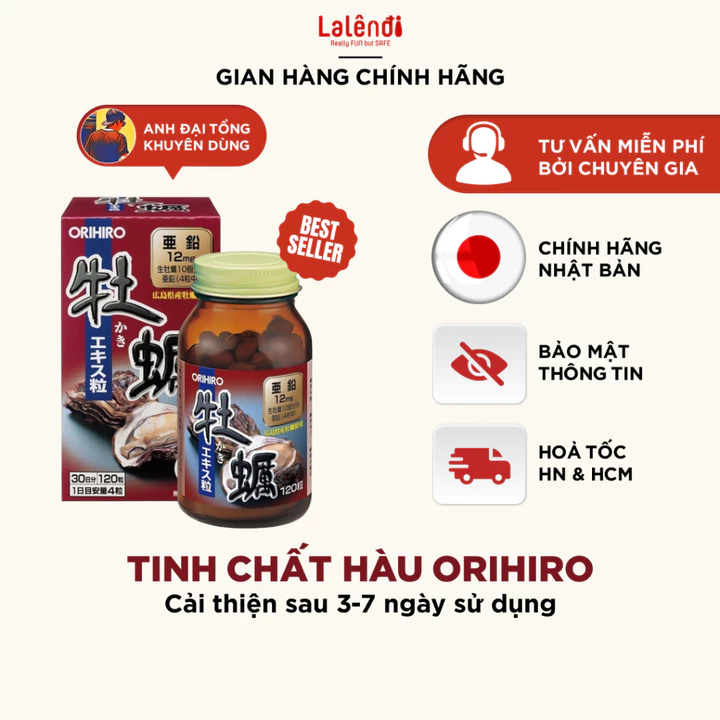 Tinh chất hàu biển Orihiro, thực phẩm chức năng hỗ trợ sinh lý nam giới, chính hãng Nhật Bản (120v) | Lalendi Store
