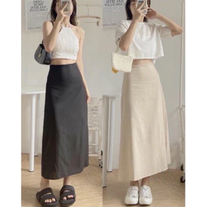 Chân váy dài dáng suông A MYA HOUSE chất linen cao cấp phong cách Hàn Quốc