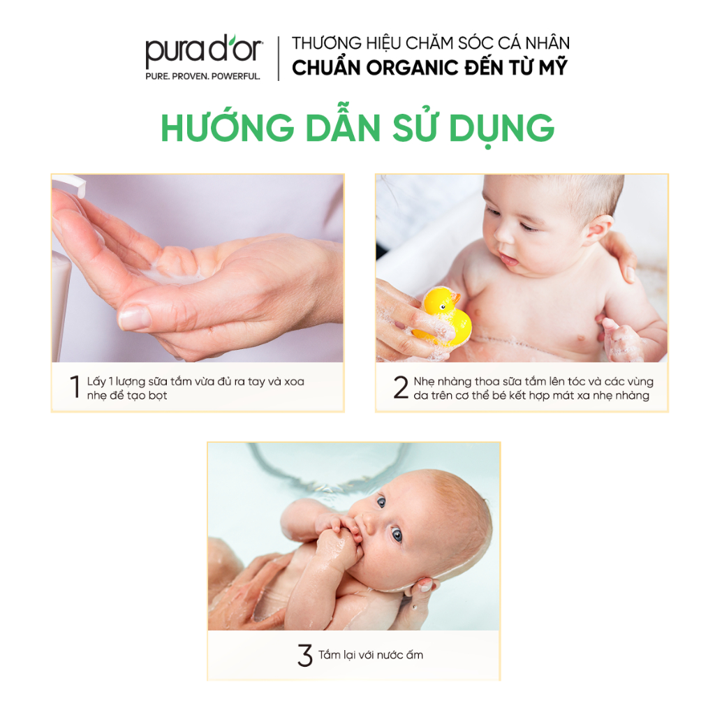 Ảnh Sữa tắm gội hữu cơ dưỡng ẩm dịu nhẹ dành cho bé - All-in-one Baby Wash Pura D'or 473ML Organic 4