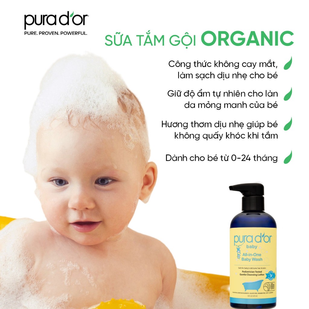 Ảnh Sữa tắm gội hữu cơ dưỡng ẩm dịu nhẹ dành cho bé - All-in-one Baby Wash Pura D'or 473ML Organic 2