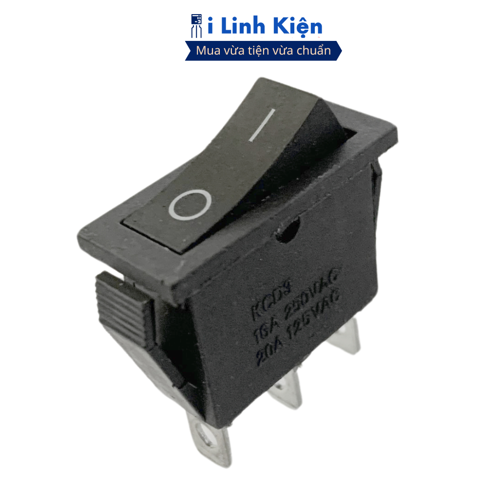 Công tắc bập bênh 3 chân 2 chế độ KCD3 250V 16A màu đen chất lượng cao ilinhkien.