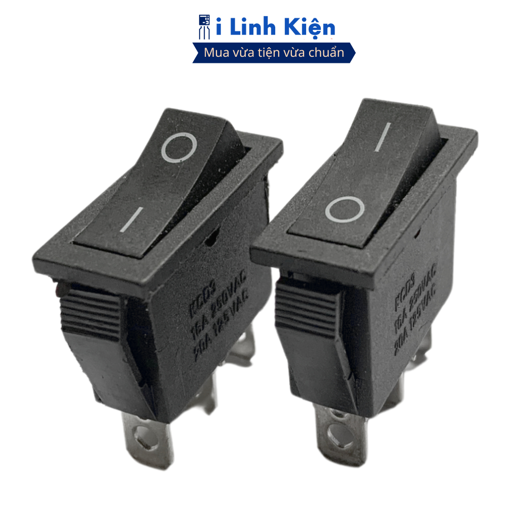 Công tắc bập bênh 3 chân 2 chế độ KCD3 250V 16A màu đen chất lượng cao ilinhkien.