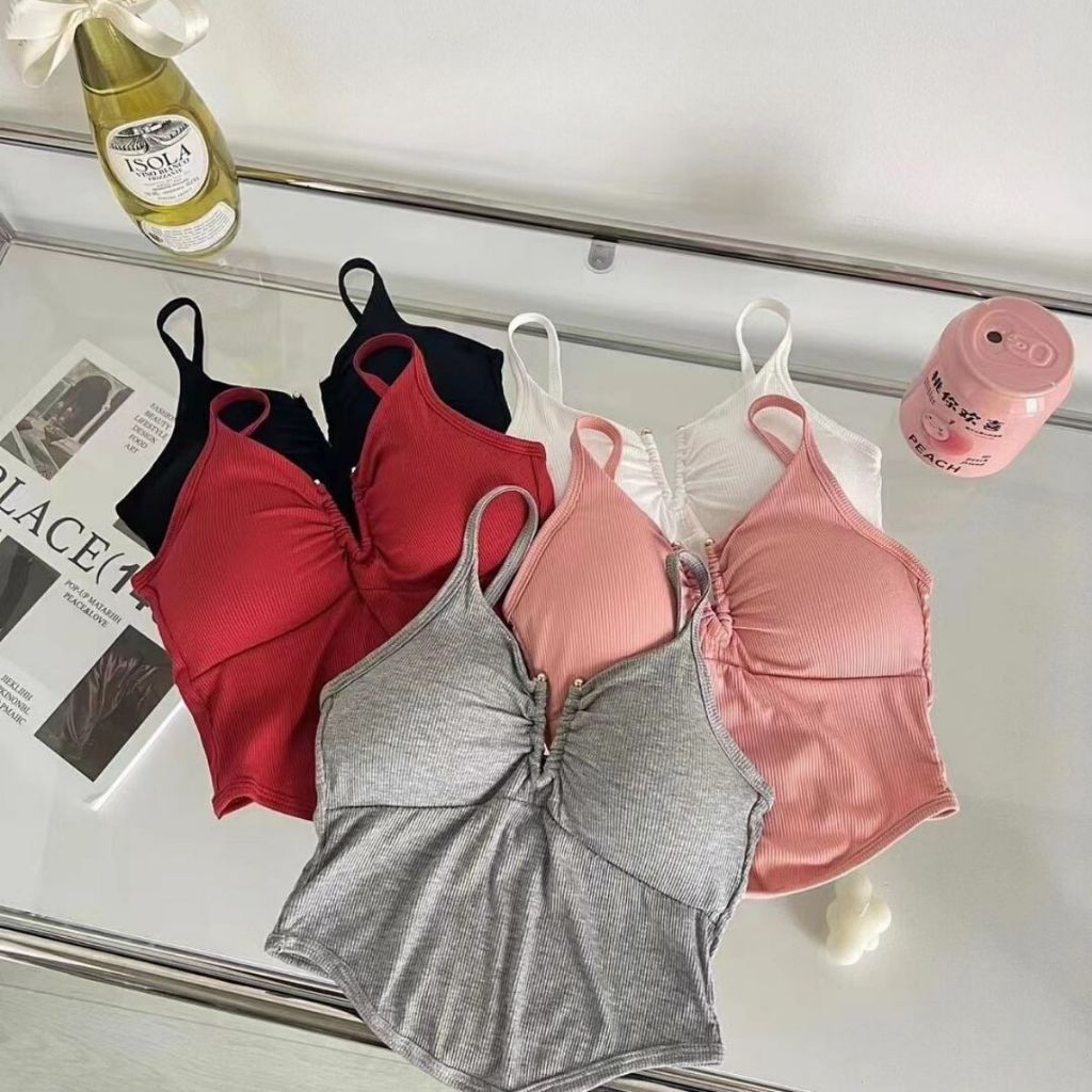Áo bra hai dây cotton nữ không gọng đệm mút mỏng nâng ngực vừa cổ chữ V gợi cảm sexy LANIXA B3006