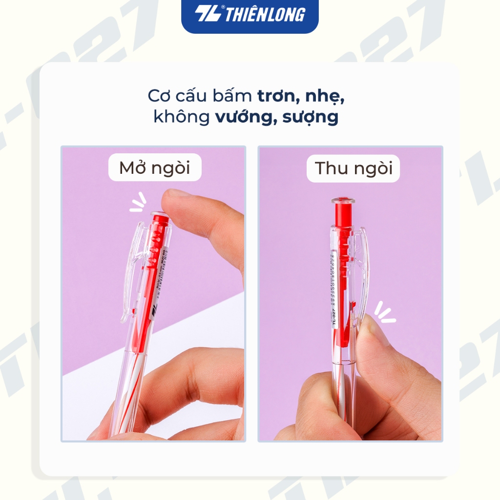 Ảnh Combo 5/10/20 Bút bi Thiên Long TL-027 mực xanh/đỏ/đen/tím ngòi 0.5mm, nét viết đều dành cho học sinh, văn phòng 3