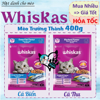 WHISKAS 400g - Thức ăn hạt có nhân cho mèo cá biển và cá thu __ Whiskas Hạt Gói 400g __