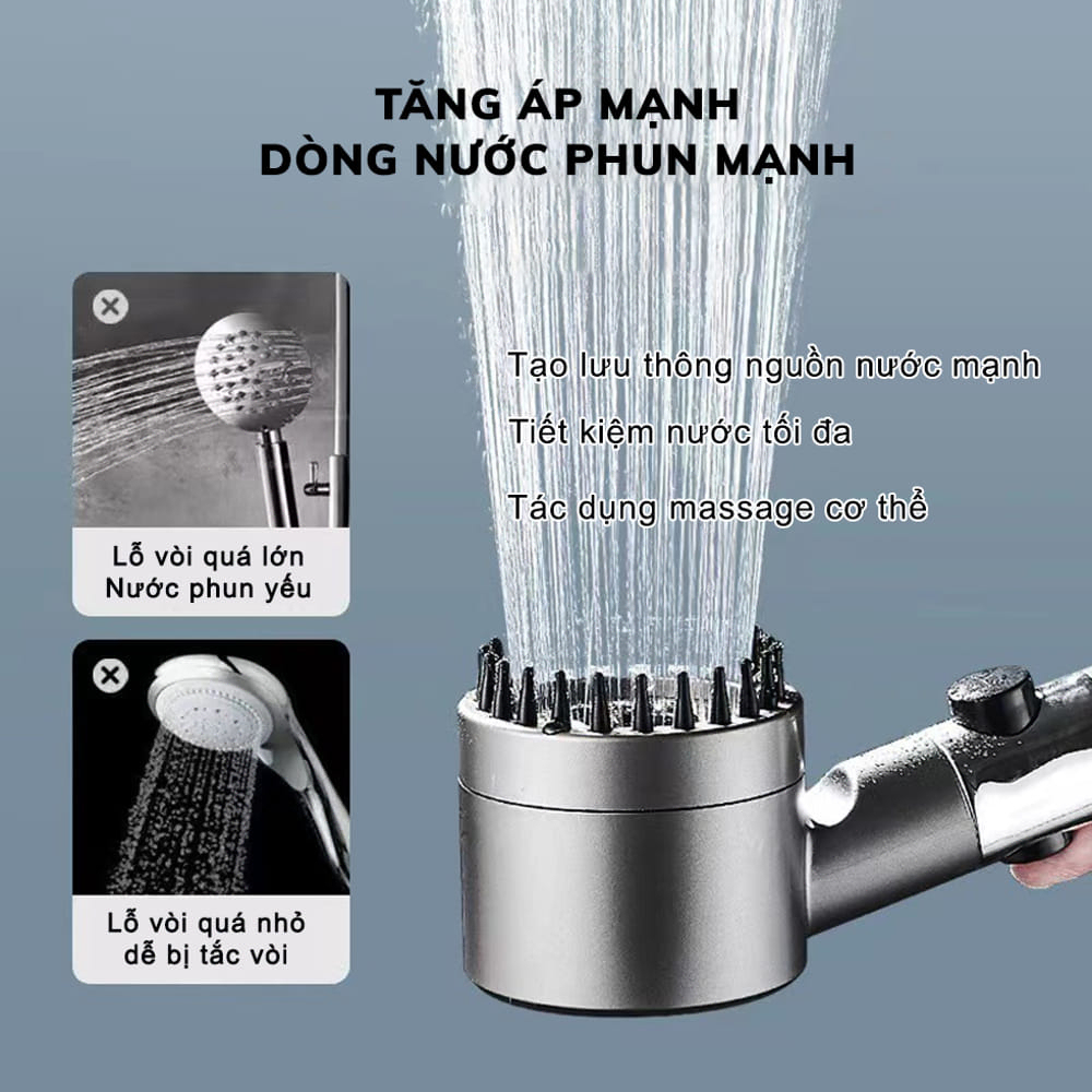 Vòi Hoa Sen, Vòi Nhà Tắm Tăng Áp Lực Nước Chất Liệu Mạ Inox Chống Gỉ Tay Cầm Đen Nhám 4 Chế Độ Xả Nước Tặng Kèm Dây 1,5m | BigBuy360 - bigbuy360.vn