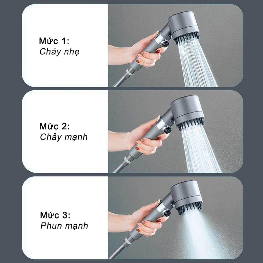 Vòi Hoa Sen, Vòi Nhà Tắm Tăng Áp Lực Nước Chất Liệu Mạ Inox Chống Gỉ Tay Cầm Đen Nhám 4 Chế Độ Xả Nước Tặng Kèm Dây 1,5m | BigBuy360 - bigbuy360.vn