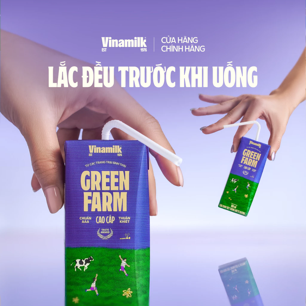Thùng 48 Hộp Sữa Tươi Tiệt Trùng Vinamilk Green Farm Rất ít đường 180ml| [Có thể nhận bao bì Tết/ Th
