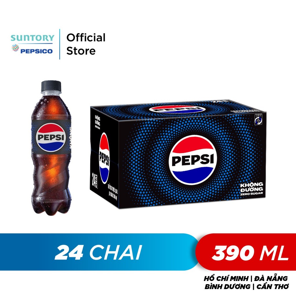 Ảnh Thùng 24 Chai Nước Ngọt Có Gaz Pepsi Không Calo (390ml /chai) 1