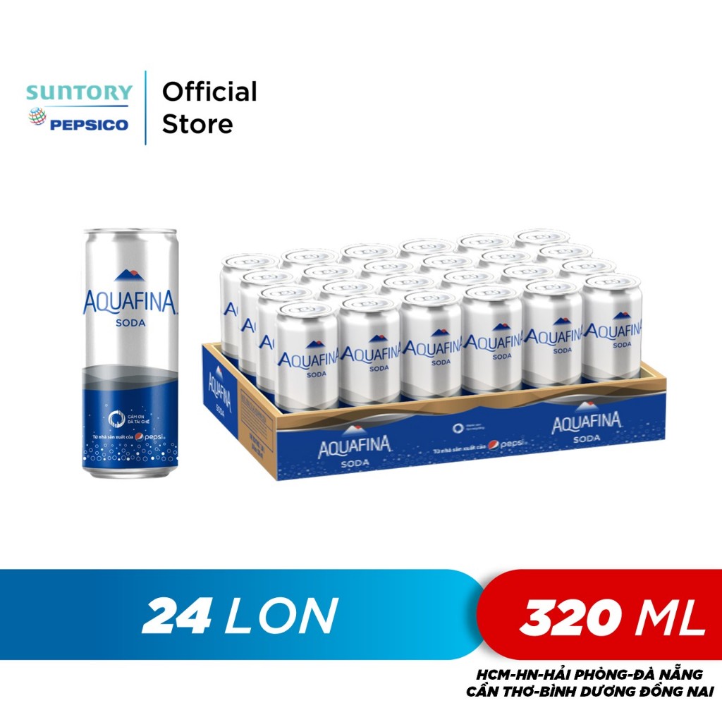 Ảnh Thùng 24 Lon Nước Uống Có Gaz Aquafina Soda (320ml/lon) 2