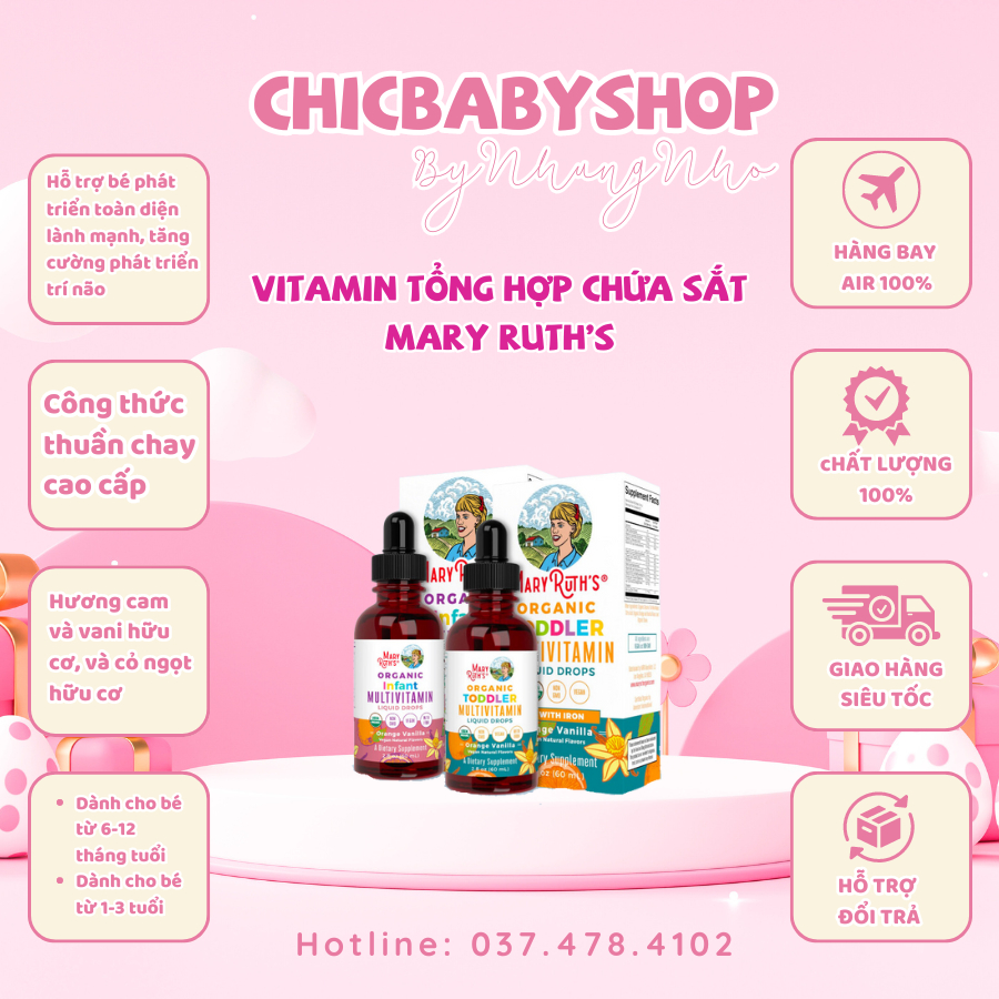 Vitamin tổng hợp chứa sắt Mary Ruth hữu cơ - Organic Multivitamin dạng ...