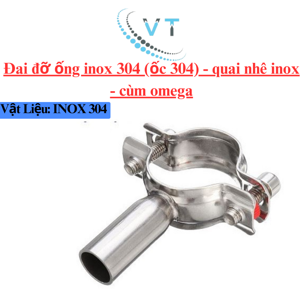 Đai đỡ ống inox 304 (ốc 304) - quai nhê inox - cùm omega