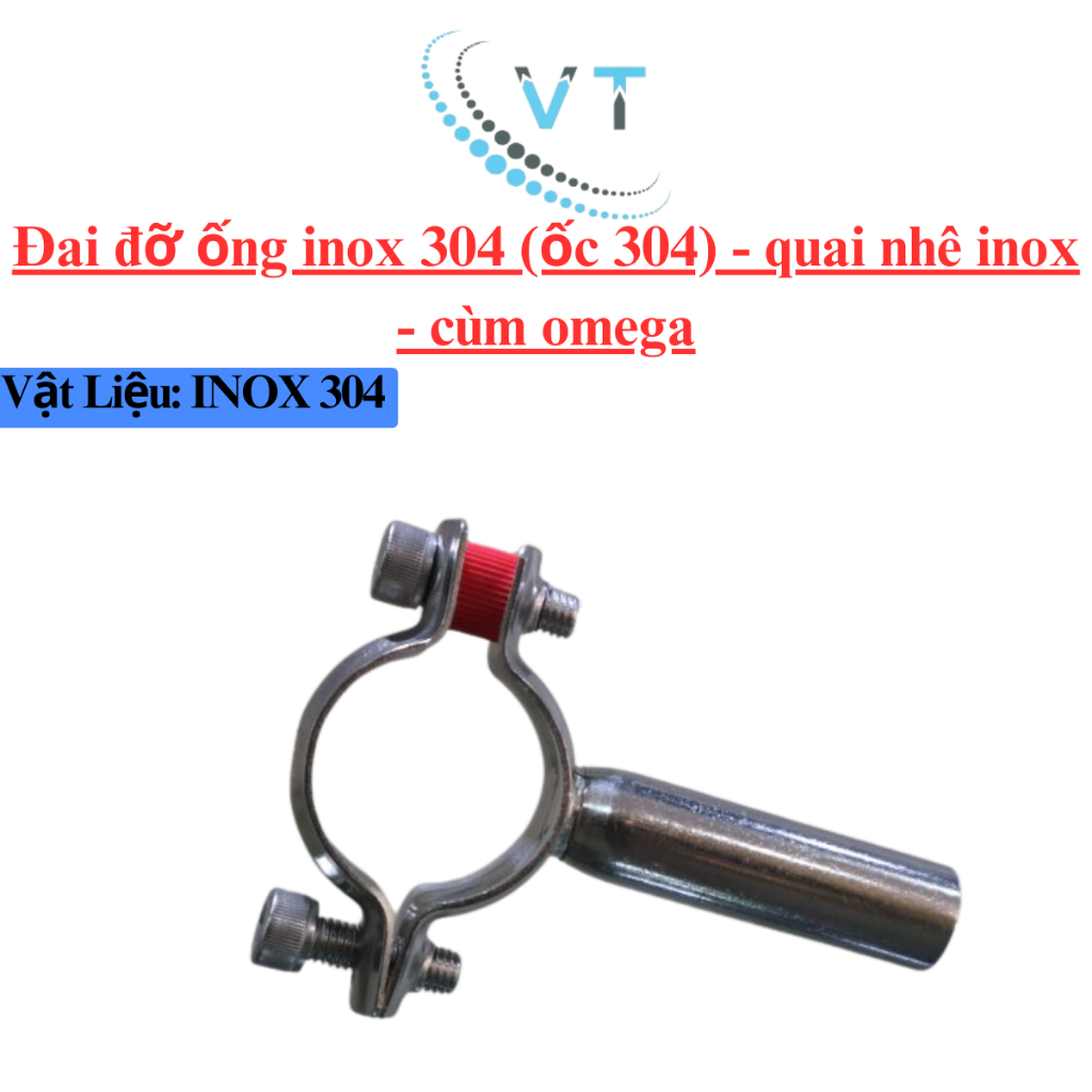 Đai đỡ ống inox 304 (ốc 304) - quai nhê inox - cùm omega
