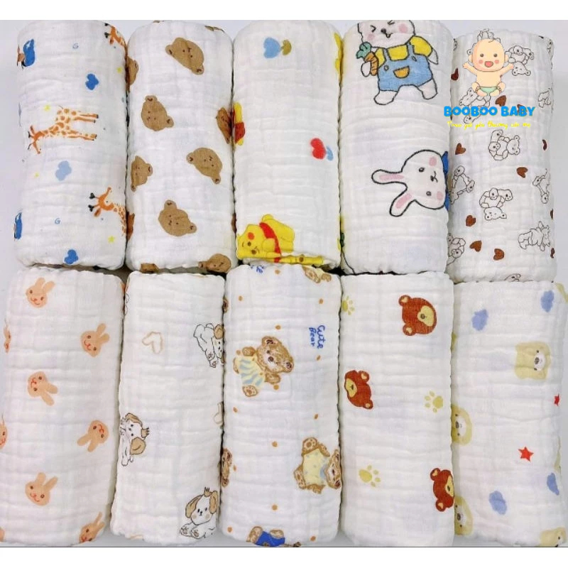 [Không viền] Khăn Tắm Xô Nhăn Cotton 6 Lớp mềm mại, an toàn cho làn da bé, chăn đắp, khăn quấn MT01