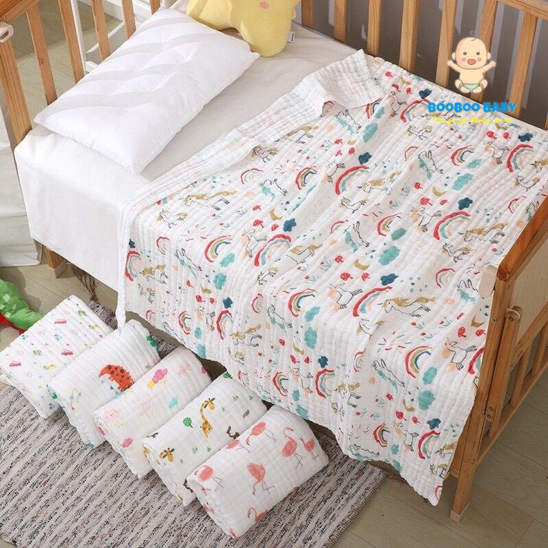 [Không viền] Khăn Tắm Xô Nhăn Cotton 6 Lớp mềm mại, an toàn cho làn da bé, chăn đắp, khăn quấn MT01