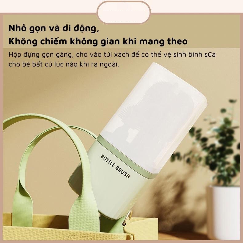 Ảnh Hộp cọ rửa bình sữa KidAndMom bằng silicon gấp gọn tiện lợi khi mang theo 1 hộp với 6 chức năng dùng cho mọi loại bình 3