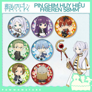 [Sẵn VN] Huy Hiệu Pin Ghim Dạng Tròn 58mm Cài Áo / Túi / Balo Màn PE Phong Cách Anime Manga Sousou No Frieren Portrait