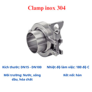 Cùm Clamp Vi Sinh Inox 304 size DN15 - DN100(Phi 21 - 114). Khớp nối nhanh vi sinh