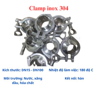 Cùm Clamp Vi Sinh Inox 304 size DN15 - DN100(Phi 21 - 114). Khớp nối nhanh vi sinh