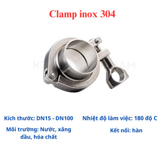 Cùm Clamp Vi Sinh Inox 304 size DN15 - DN100(Phi 21 - 114). Khớp nối nhanh vi sinh