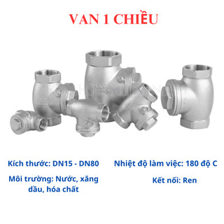 Van Một Chiều Inox, Van 1 Chiều Lá Lật Inox 304 Phi 21 27 34 42 49 60 (DN15 - DN50)