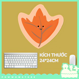 [Sẵn VN] Bàn Di Chuột / Lót Chuột Cao Su Vải Cắt Bo Theo Viền Phong Cách Hoạ Tiết Hình Lá Mùa Thu Leaf Autumn