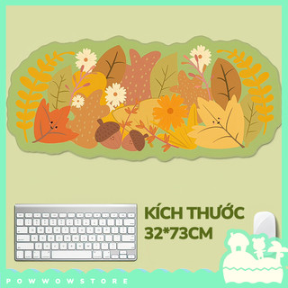 [Sẵn VN] Bàn Di Chuột / Lót Chuột Cao Su Vải Cắt Bo Theo Viền Phong Cách Hoạ Tiết Hình Lá Mùa Thu Leaf Autumn