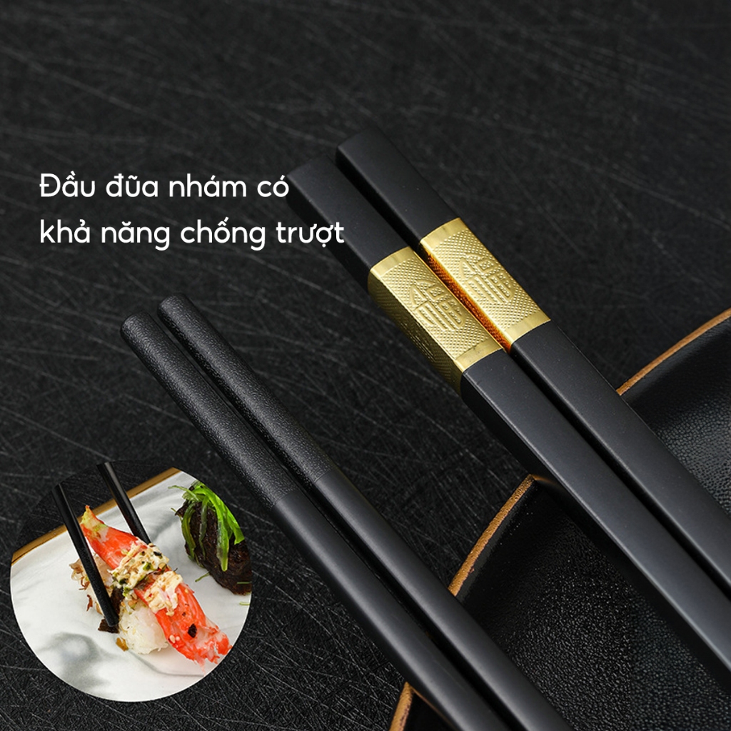 COMBO 10 Đôi đũa ăn kháng khuẩn chống ẩm mốc, Vỉ đũa ăn nhựa đầu chống trượt chịu nhiệt cao cấp