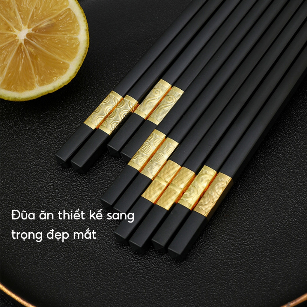 COMBO 10 Đôi đũa ăn kháng khuẩn chống ẩm mốc, Vỉ đũa ăn nhựa đầu chống trượt chịu nhiệt cao cấp
