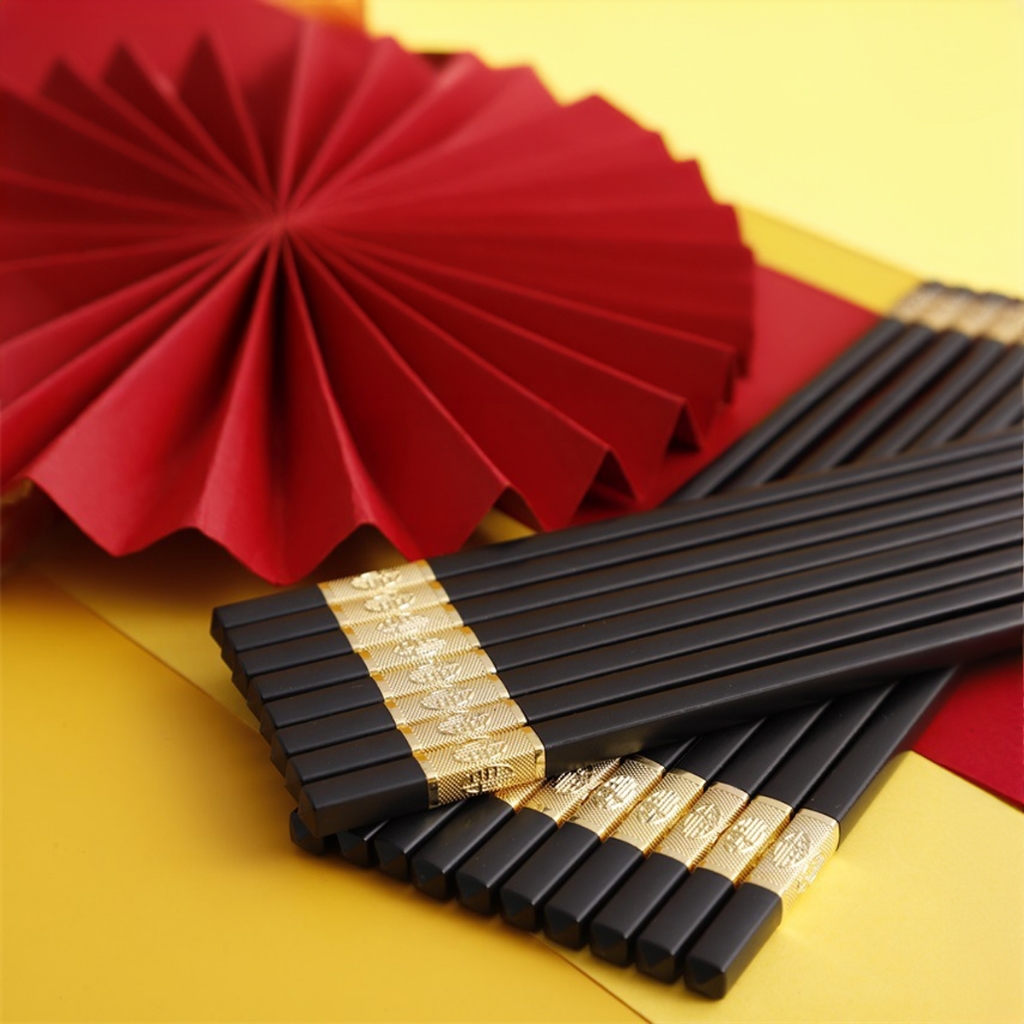 COMBO 10 Đôi đũa ăn kháng khuẩn chống ẩm mốc, Vỉ đũa ăn nhựa đầu chống trượt chịu nhiệt cao cấp